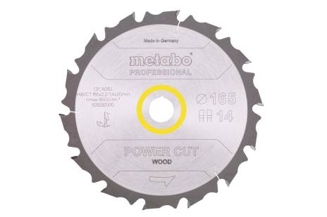 Sägeblatt "power cut wood - professional", 165x20 Z14 FZ/FA 10° (628292000) 
