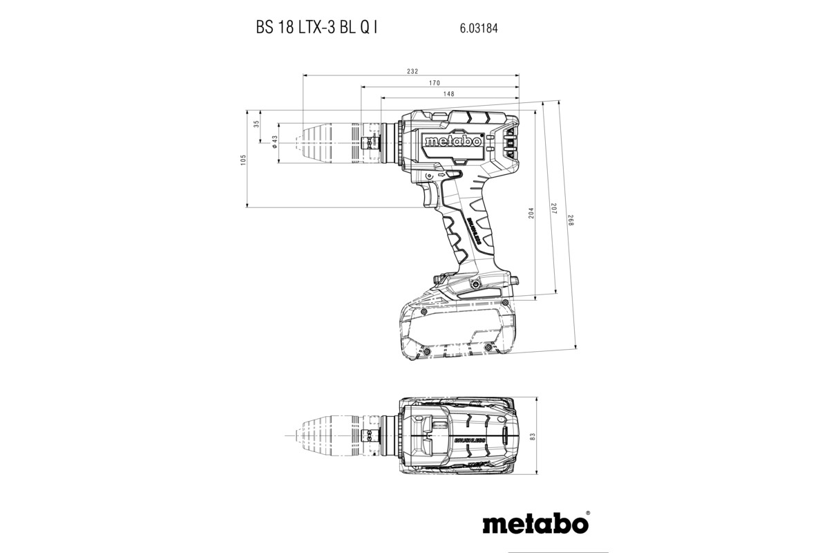 BS 18 LTX-3 Akku-Bohrschrauber BL | (603184660) I Q Elektrowerkzeuge Metabo
