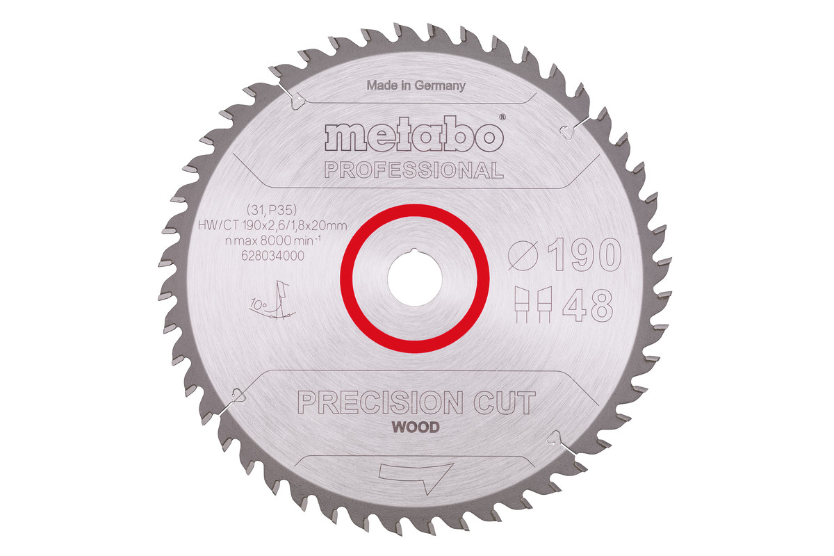 Saw blade "precision cut wood - professional", 190x20, Z48 WZ 10° (628034000) 