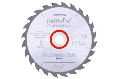 Saw blade "precision cut wood - professional", 160x20, Z24 WZ 20° (628031000)
