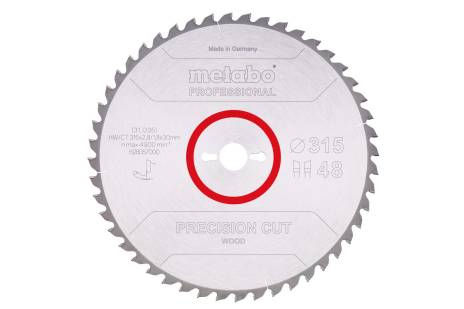 Saw blade "precision cut wood - professional", 315x30, Z48 WZ 0° (628057000) 