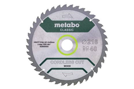 Saw blade "cordless cut wood - classic", 216x30 Z40 WZ 5° (628065000) 