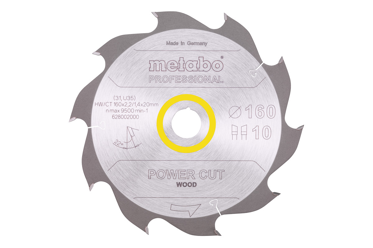 Zaagblad "power cut wood - professional", 160x20, Z10 WZ 22° (628002000) 