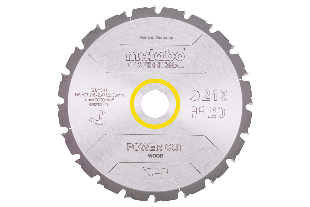 Lame de scie « power cut wood - professional », 216x30, Z20 WZ 5° nég. (628230000) 
