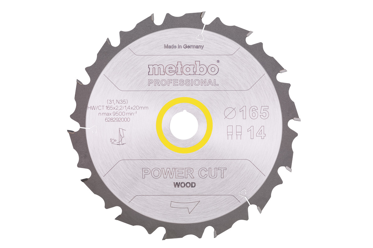 Zaagblad "power cut wood - professional", 165x20 Z14 FZ/FA 10° (628292000) 