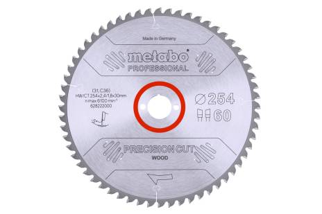 Lame de scie « precision cut wood - professional », 254x30, Z60 WZ 5° nég. (628222000) 