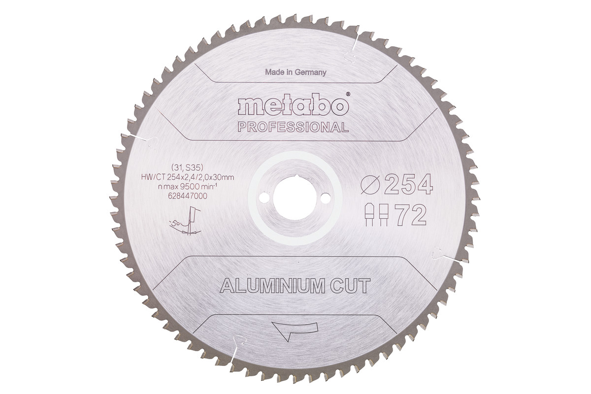 Harnas liberaal Manifestatie Zaagblad "aluminium cut - professional", 254x30 Z72 FZ/TZ 5°neg (628447000)  | Metabo Elektrisch gereedschap. Metabo België