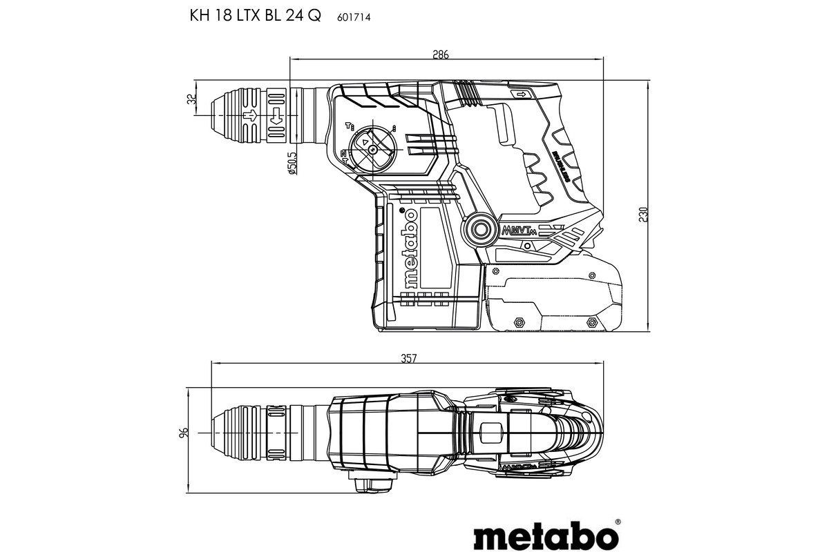 Metabo Marteau perforateur burineur 18 V sans fil KH 18 LTX 24 Pick