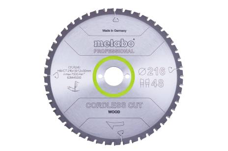 Lama "cordless cut wood - professional", 216x30 Z48 WZ 5°neg (628445000) 