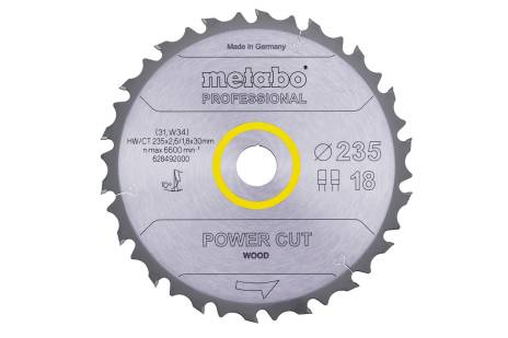 Sägeblatt "power cut wood - professional", 235x30, Z18 FZ/FA 10° (628492000) 