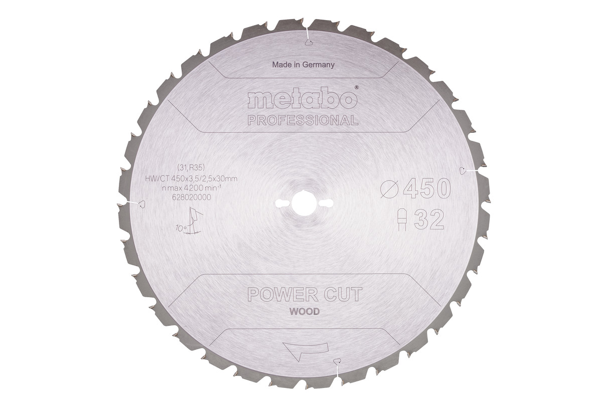 Hoja de sierra "power cut wood - professional", 450x30 D32 TZ 10° (628020000) 