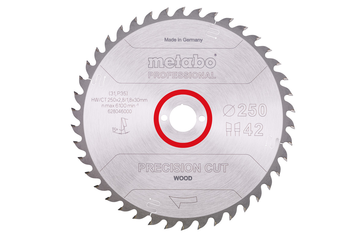 Hoja de sierra "precision cut wood - professional", 250x30, D42 DI 15° (628046000) 