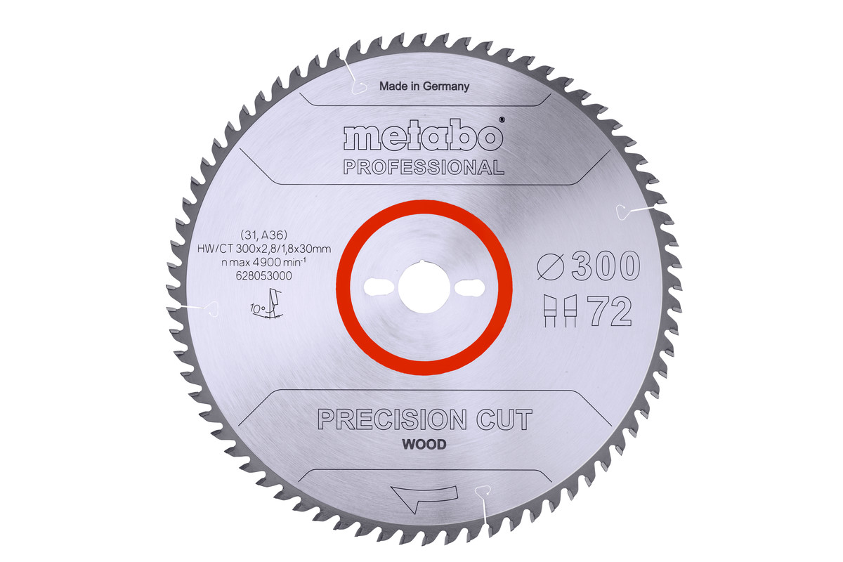 Saw blade "precision cut wood - professional", 300x30, Z72 WZ 10° (628053000) 