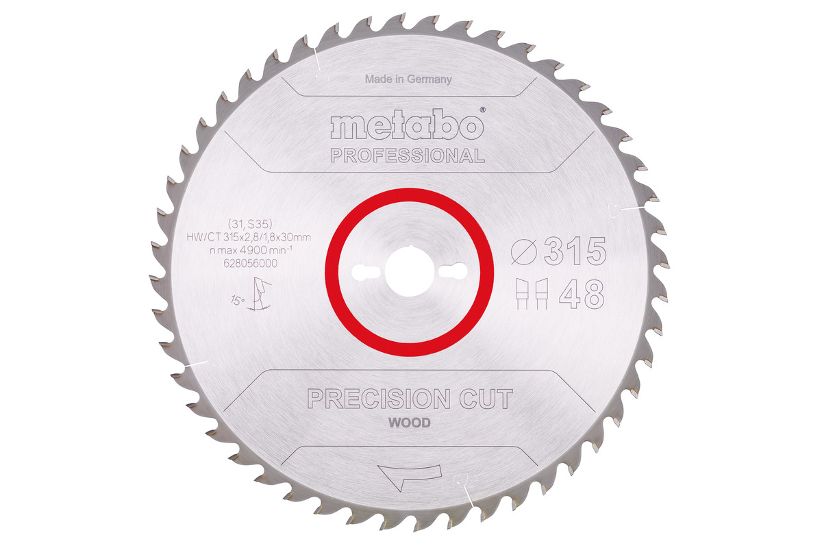 Hoja de sierra "precision cut wood - professional", 315x30, D48 DI 15° (628056000) 