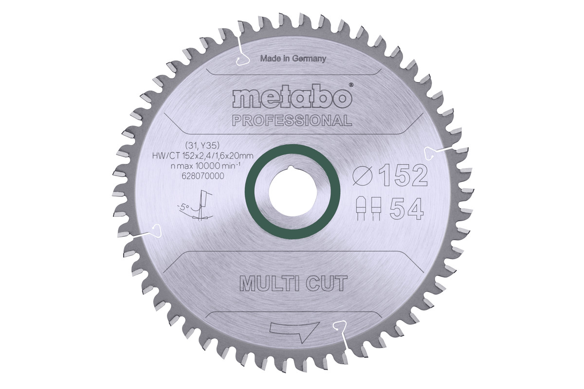 Hoja de sierra "multi cut - professional", 152x20, D54 DP/DT 5° neg. (628070000) 