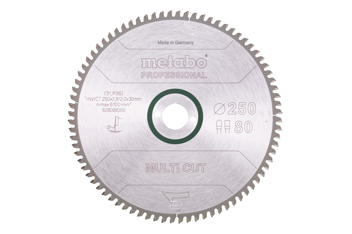 Hoja de sierra "multi cut - professional", 250x30, D80 DP/DT, 5° neg. (628088000) 