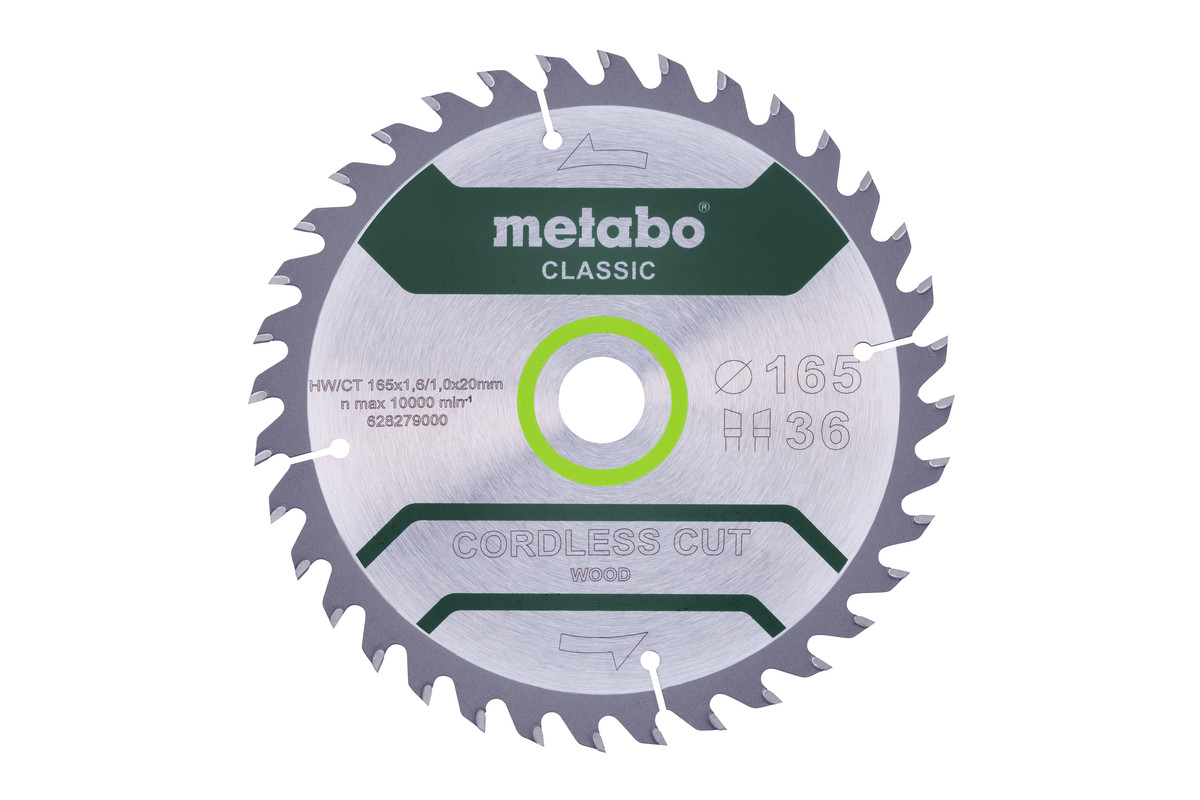 Saw blade "cordless cut wood - classic", 165x20 Z36 WZ 15° (628279000) 