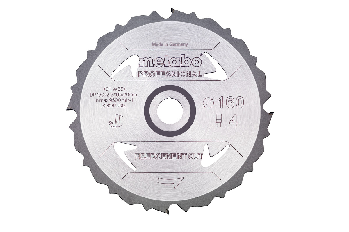 Saw blade "fibre cement cut - professional", 160x20 Z4 PCD FZ 5° (628287000) 