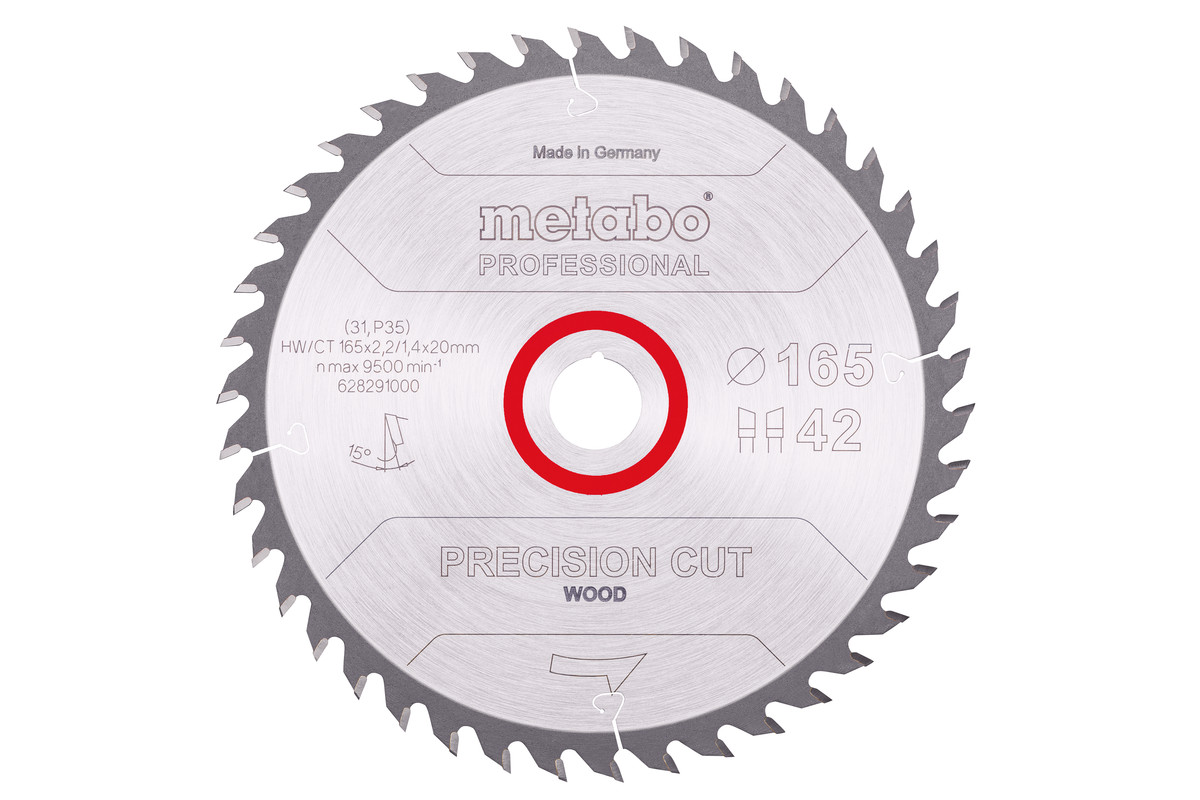 Saw blade "precision cut wood - professional", 165x20 Z42 WZ 15° (628291000) 