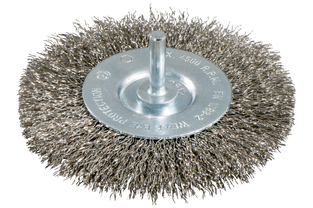 Escova redonda 100x0,3 mm/ 6 mm, aço inoxidável, ondulada (630551000) 