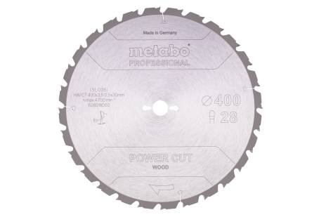 Hoja de sierra "power cut wood - professional", 400x30 D28 TZ 10° (628018000) 