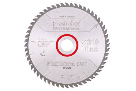 Saw blade "precision cut wood - professional", 210x30, Z56 WZ 10° (628040000) 