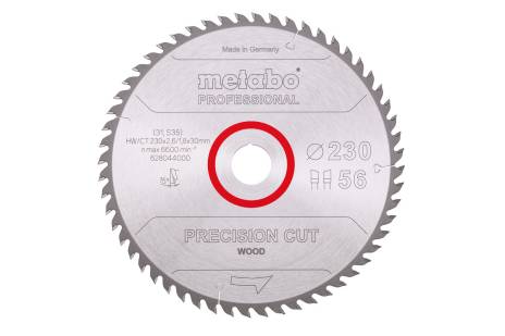 Saw blade "precision cut wood - professional", 230x30, Z56 WZ 15° (628044000) 