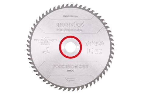 Saw blade "precision cut wood - professional", 250x30, Z60 WZ 15° (628049000) 
