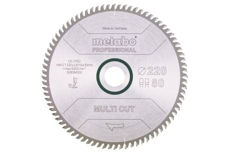 Hoja de sierra "multi cut - professional", 220x30, D80 DP/DT, 10° (628084000) 