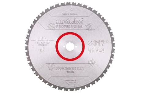 Saw blade "precision cut wood - professional", 315x30, Z48 WZ 5° neg. (628224000) 