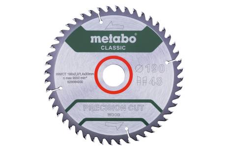Saw blade "precision cut wood - classic", 190x30 Z48 WZ 15° /B (628664000) 