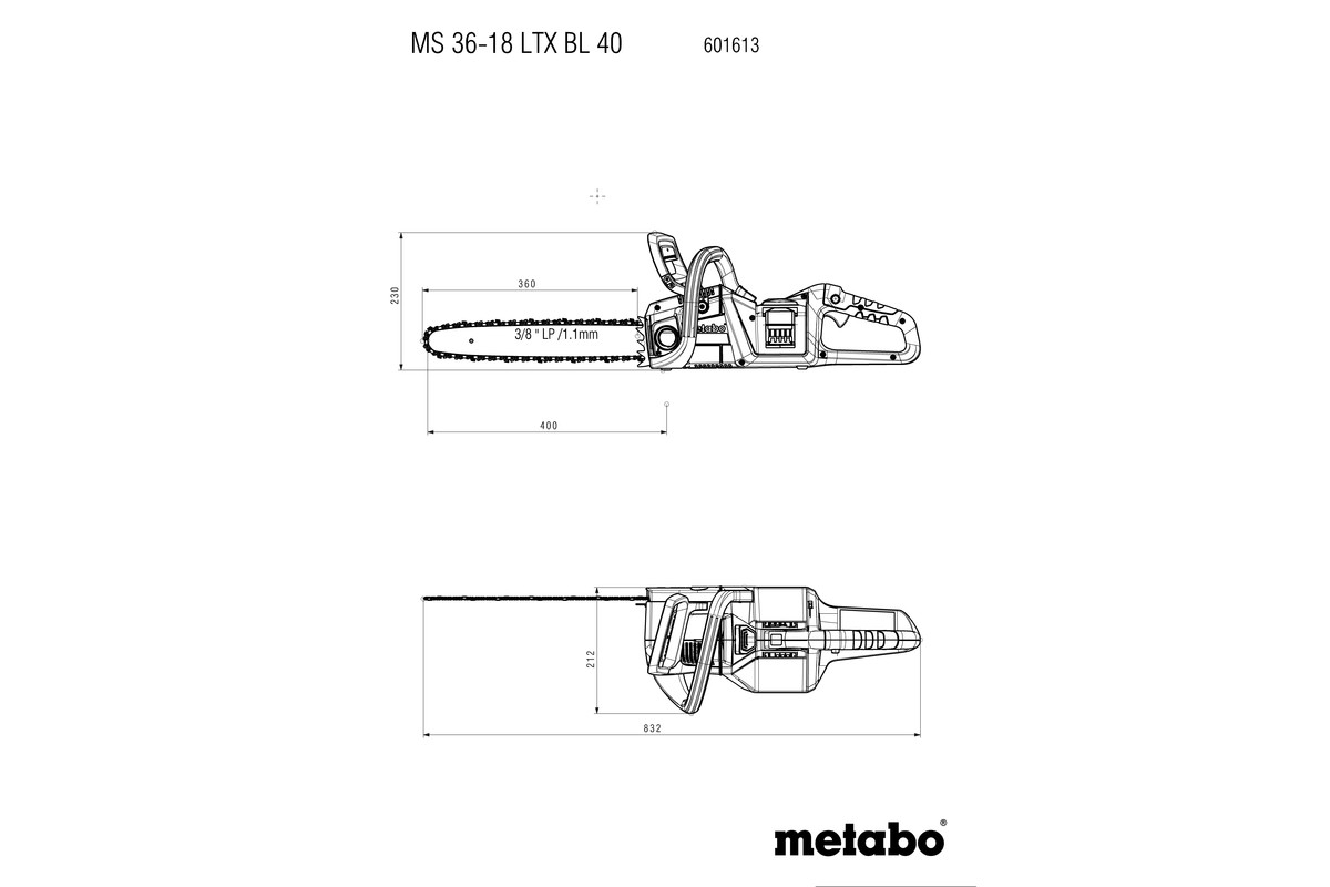Tronçonneuse sur batterie MS 36-18 LTX BL 40 2x12V - METABO - Mr.Bricolage