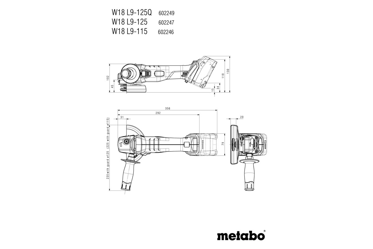 Meuleuse d'angle 18V Ø125mm (2x5.2Ah) - METABO 602249650
