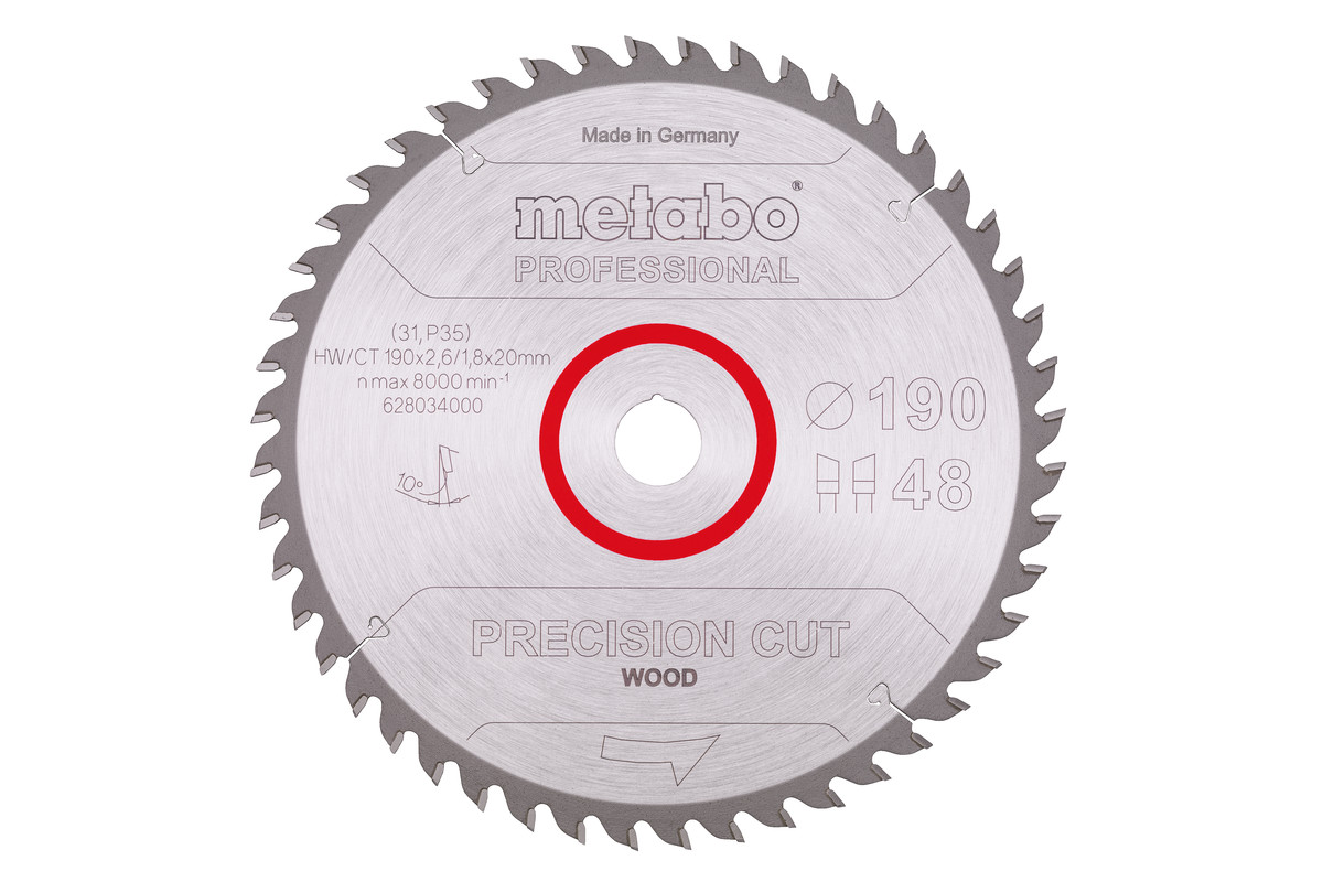 Savklinge "precision cut wood - professional", 190x20, Z48 WZ 10° (628034000) 