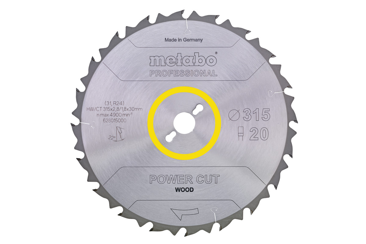 Hoja de sierra "power cut wood - professional", 315x30, D20 DP 22° (628015000) 
