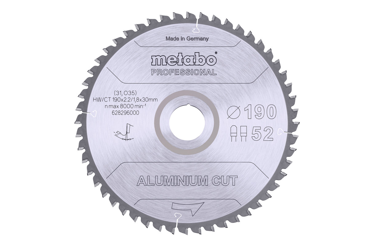 Hoja de sierra "aluminium cut - professional", 190x30 Z52 DP/DT 5°neg (628296000) 