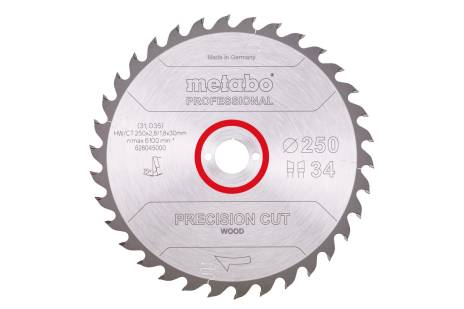Hoja de sierra "precision cut wood - professional", 250x30, D34 DI 15° (628045000) 