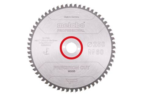 Hoja de sierra "precision cut wood - professional", 250x30, D60 DI 5° neg. (628048000) 