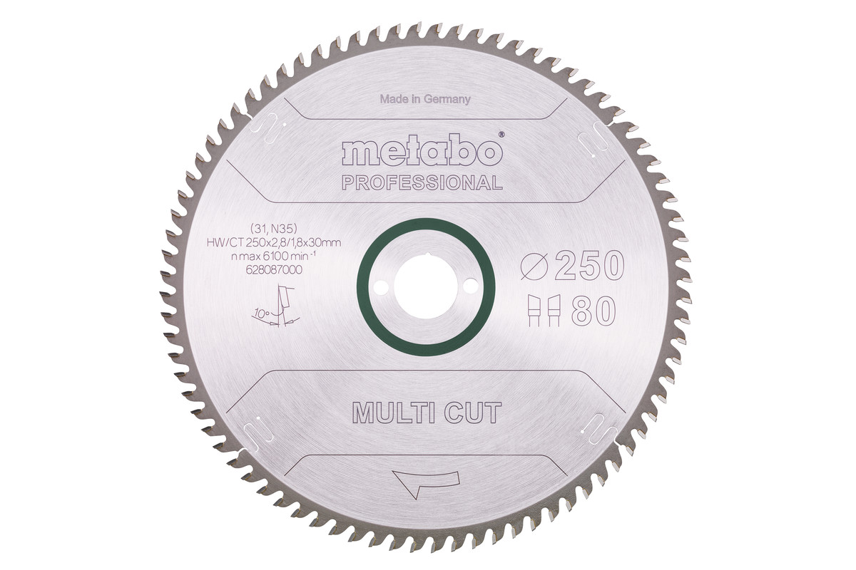 Fűrészlap "multi cut - professional", 250x30, Z80 WZ, 10° (628087000) 