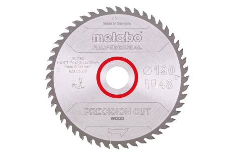 Fűrészlap "precision cut wood - professional", 190x30, Z48 WZ 15° (628035000) 