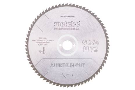 Fűrészlap "aluminium cut - professional", 254x30 Z72 FZ/TZ 5°neg (628447000) 