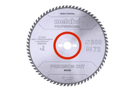 Pjovimo diskas „precision cut wood - professional“, 300x30 Z72 WZ 10° (628053000) 