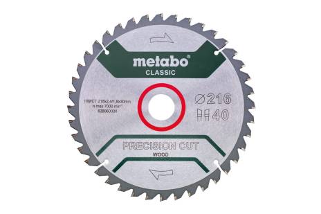 Pjovimo diskas „precision cut - classic“, 216x30 Z40 WZ 5°neg (628060000)