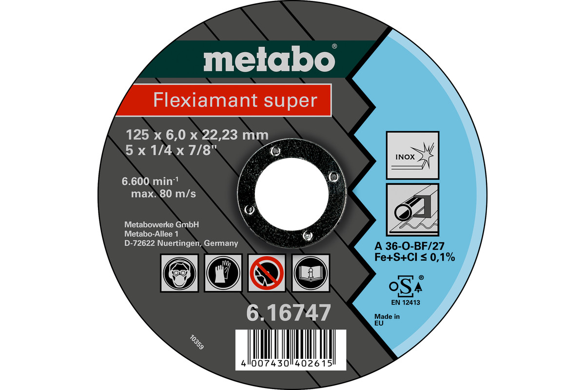 Flexiamant Super 125x6,0x22,23 mm, paredzēts nerūsošajam tēraudam, SF 27 (616747000) 