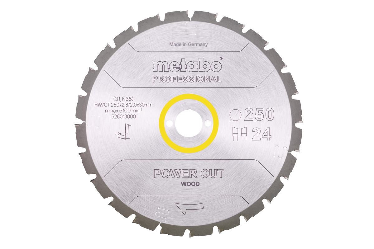 Zāģa plātne “power cut wood – professional”, 250x30, Z24 WZ 3° neg. (628013000) 