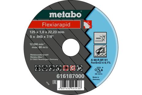 Flexiarapid 125x1,0x22,23 mm, nerūsējošajam tēraudam, GF 41 (616187000) 