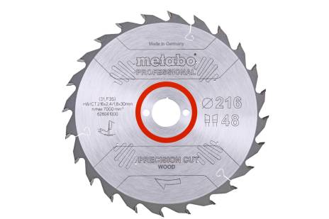 Zāģa plātne "precision cut wood – professional", 216x30, Z48 WZ 5° neg. (628041000) 