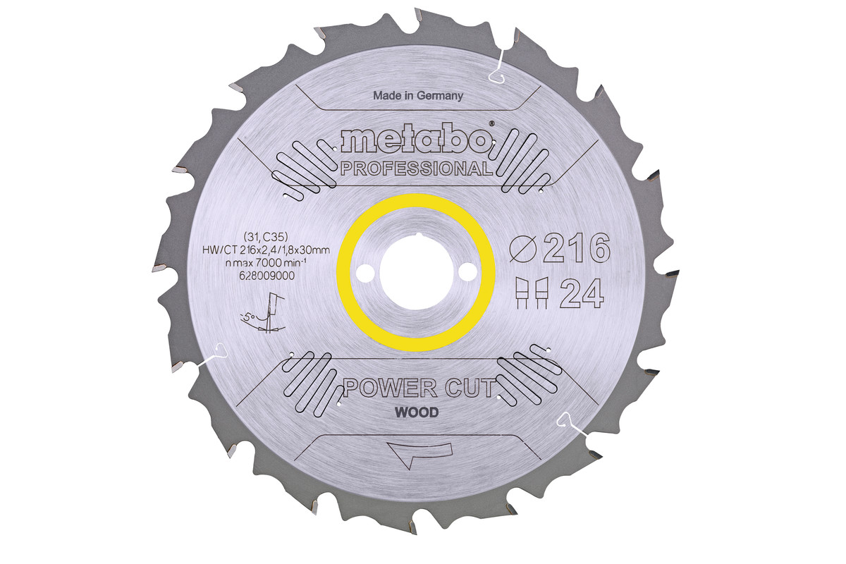 Saw blade "power cut wood - professional", 216x30, Z24 WZ 5° neg. (628009000) 