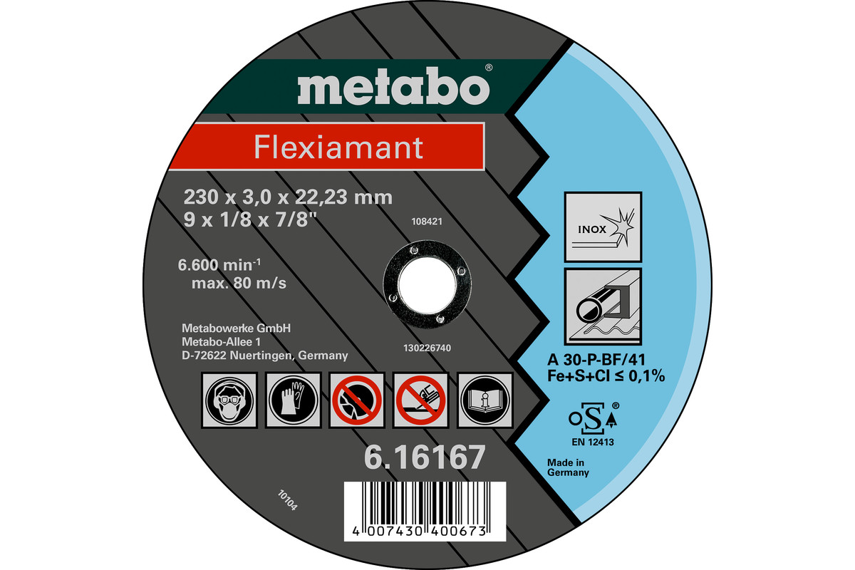 Metabo Flexiamant 230x3,0x22,23 Inox, TF 41 616167000