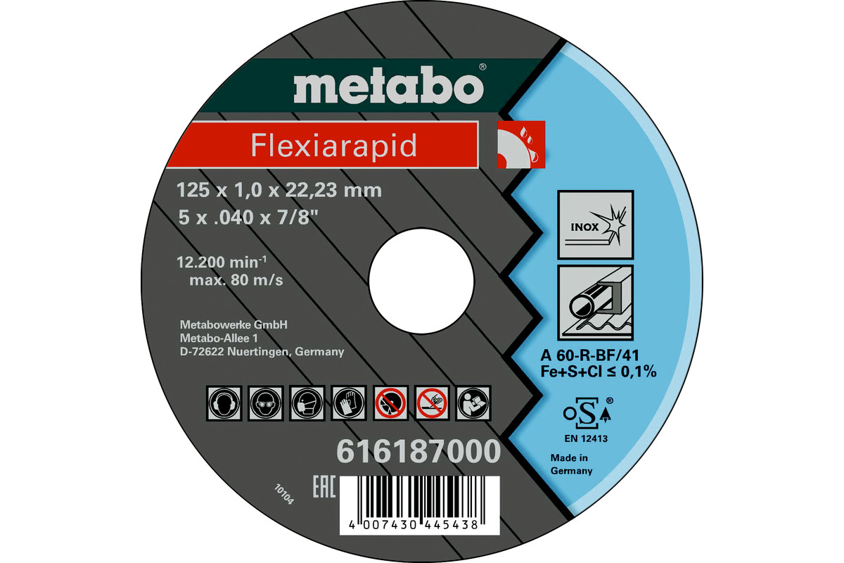 Metabo Flexiarapid 125x1,0x22,23 Inox, TF 41 616187000